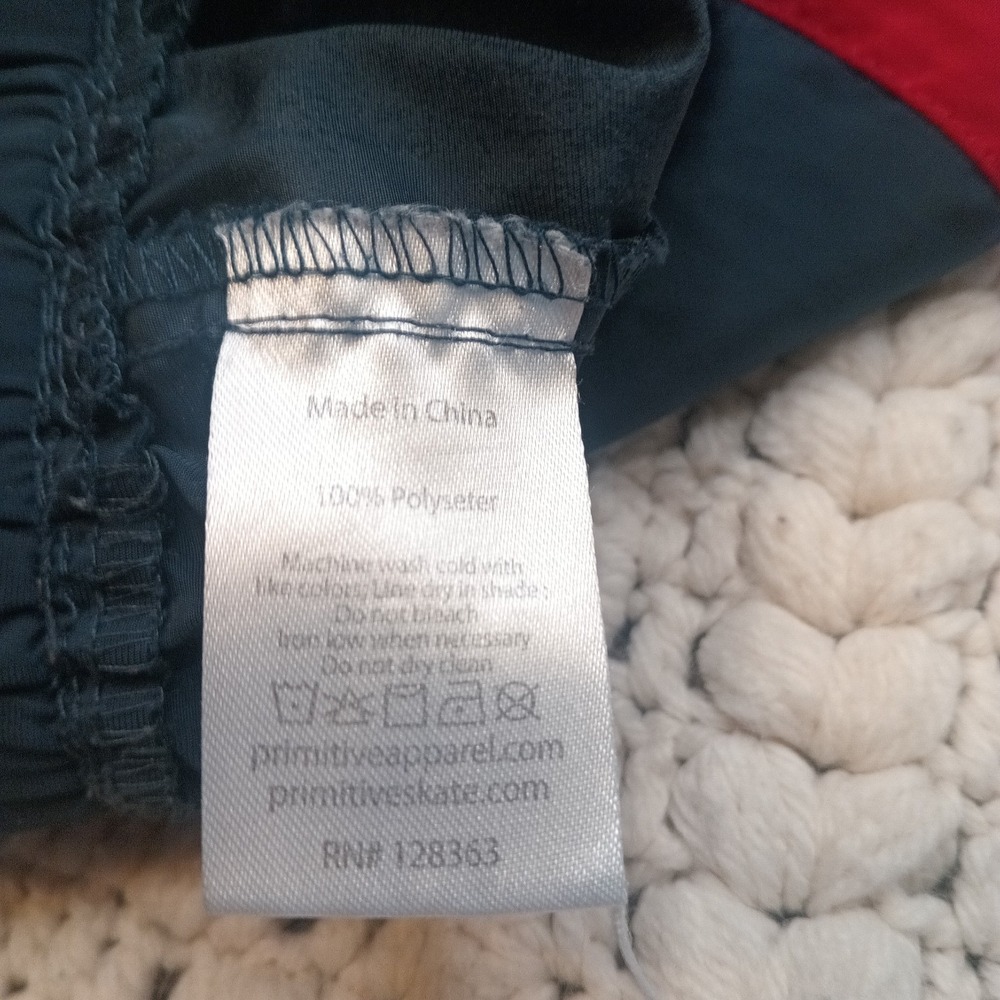 Primitive Skateboarding Nylon Track Pants Navy Red Tapered Joggers L Swooshy Y2K - Picture 5 of 9